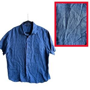 Axist Blue 100% Linen Button Up Shirt Men's XL Coastal Relaxed Summer Vacation